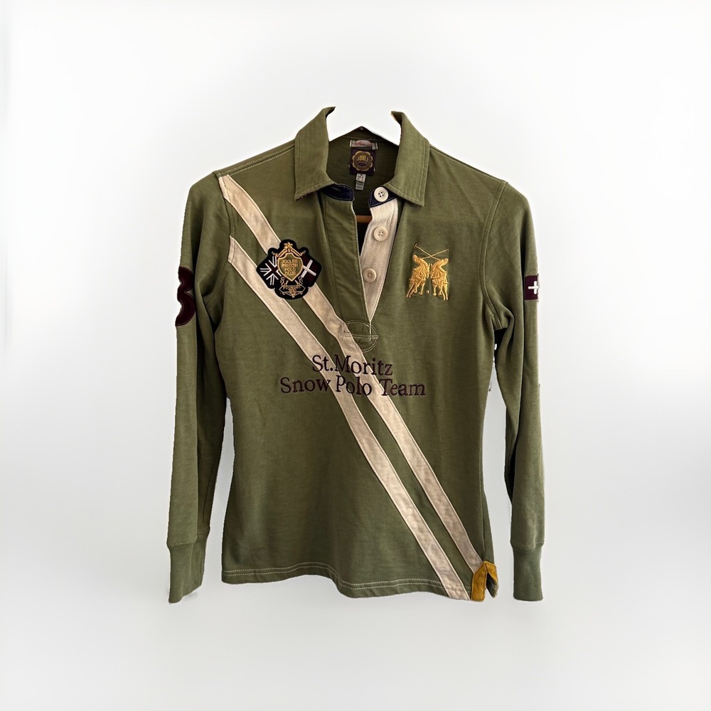 Joules Size S St. Moritz Snow Polo Team Shirt Rugby Style Vintage Style Green